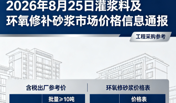 北镇2026年8月25日灌浆料及环氧修补砂浆市场价格信息通报